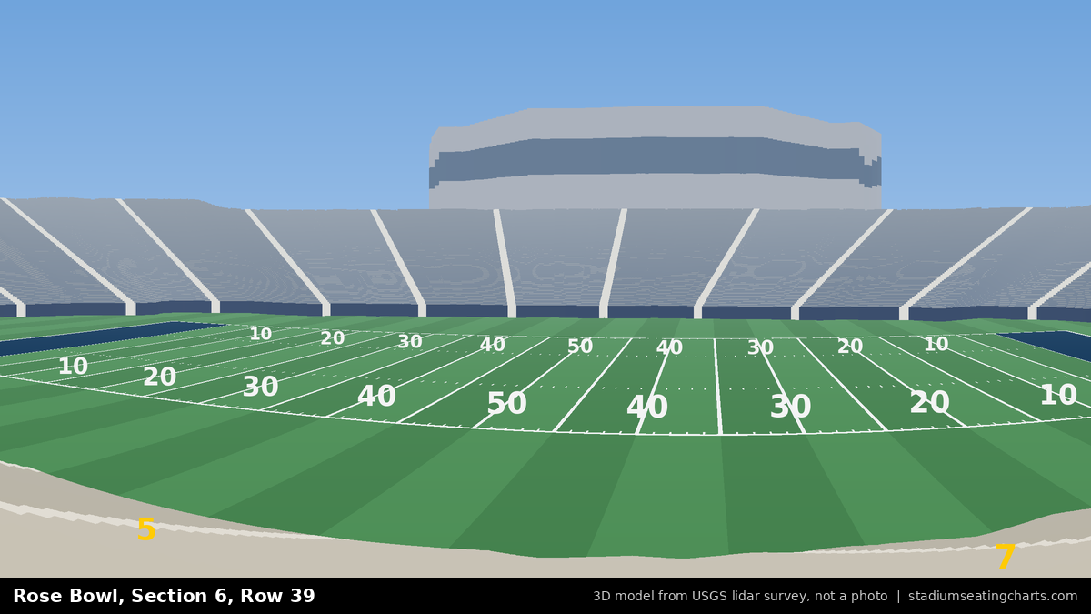 View from Rose Bowl Section 6, Row 39, looking toward the field