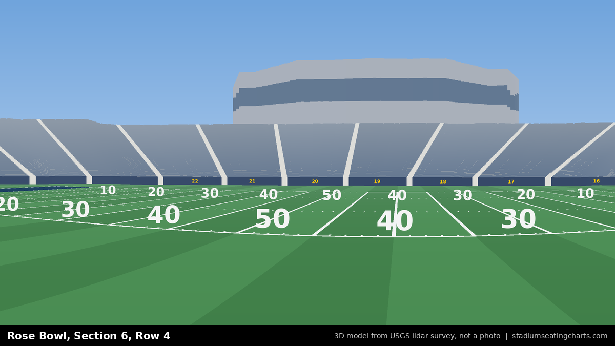 View from Rose Bowl Section 6, Row 4, looking toward the field