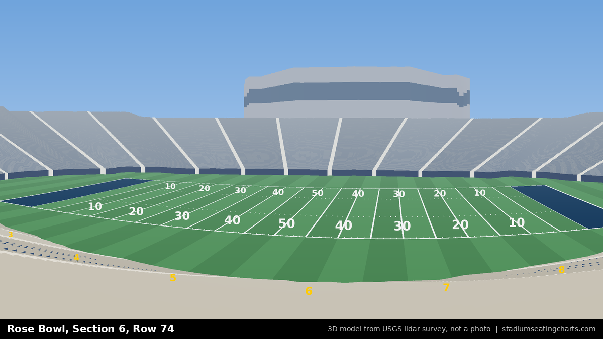 View from Rose Bowl Section 6, Row 74, looking toward the field