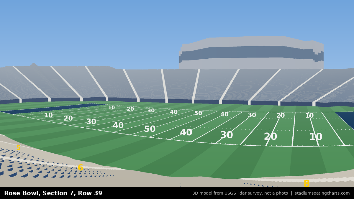 View from Rose Bowl Section 7, Row 39, looking toward the field