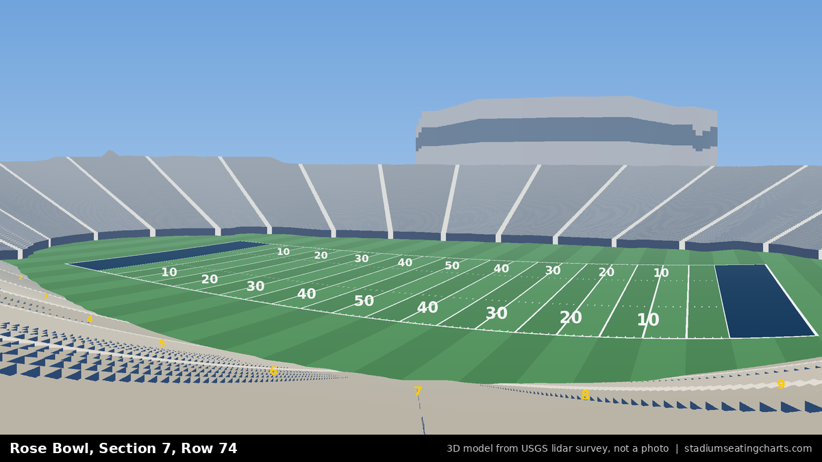 View from Rose Bowl Section 7, Row 74, looking toward the field