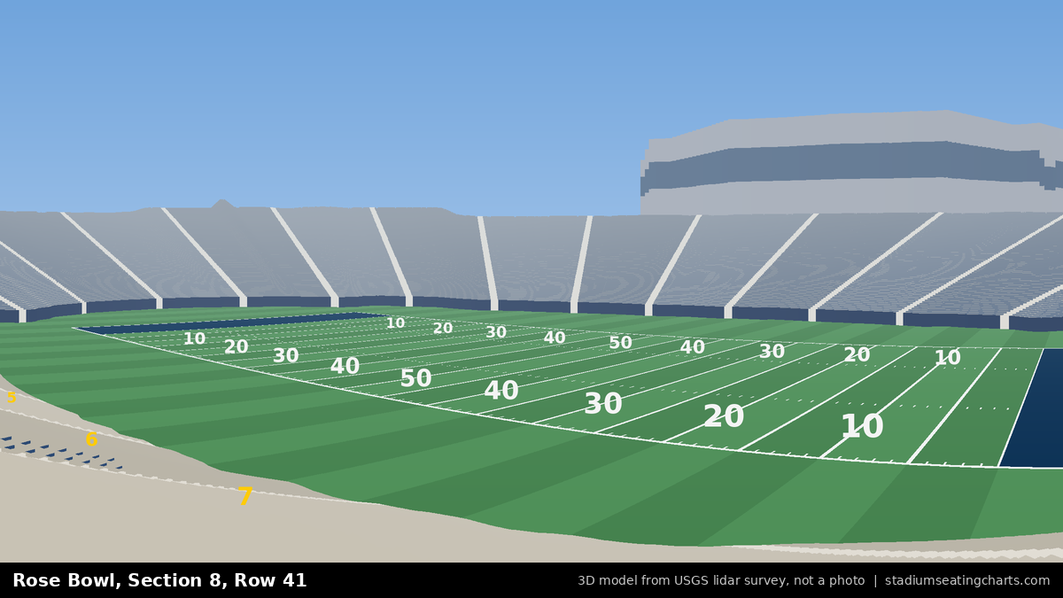 View from Rose Bowl Section 8, Row 41, looking toward the field