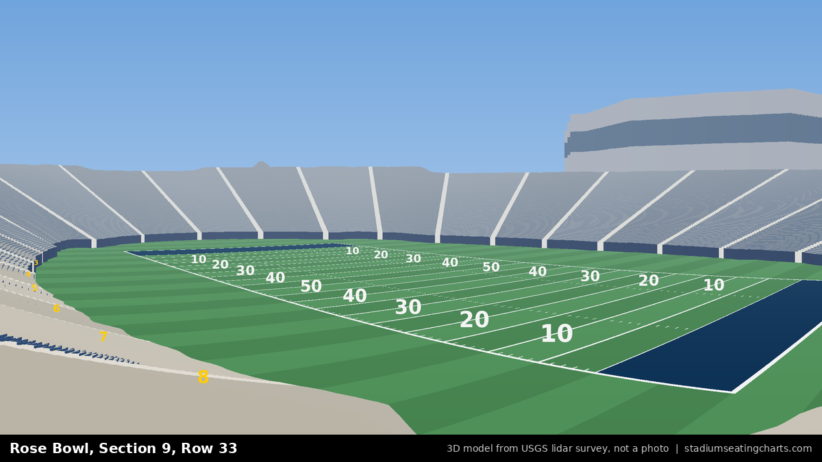 View from Rose Bowl Section 9, Row 33, looking toward the field