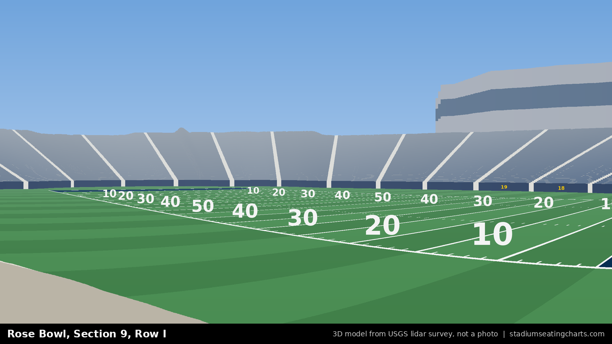 View from Rose Bowl Section 9, Row I, looking toward the field