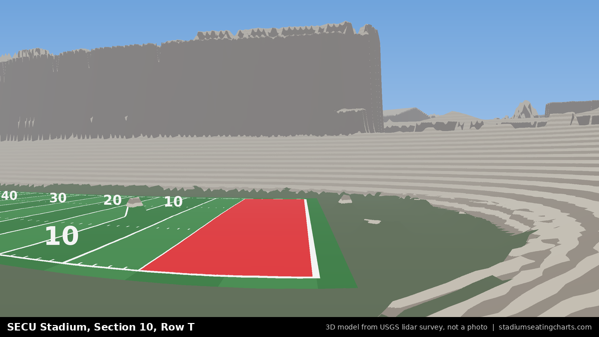 View from SECU Stadium Section 10, Row T, looking toward the field