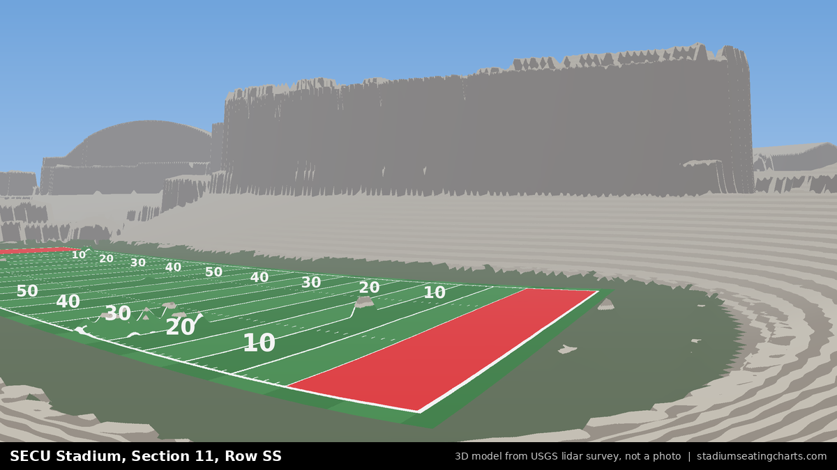 View from SECU Stadium Section 11, Row SS, looking toward the field