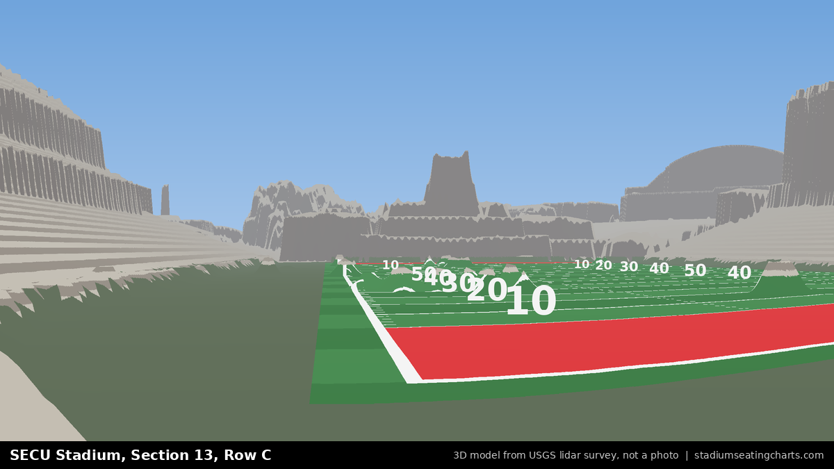 View from SECU Stadium Section 13, Row C, looking toward the field