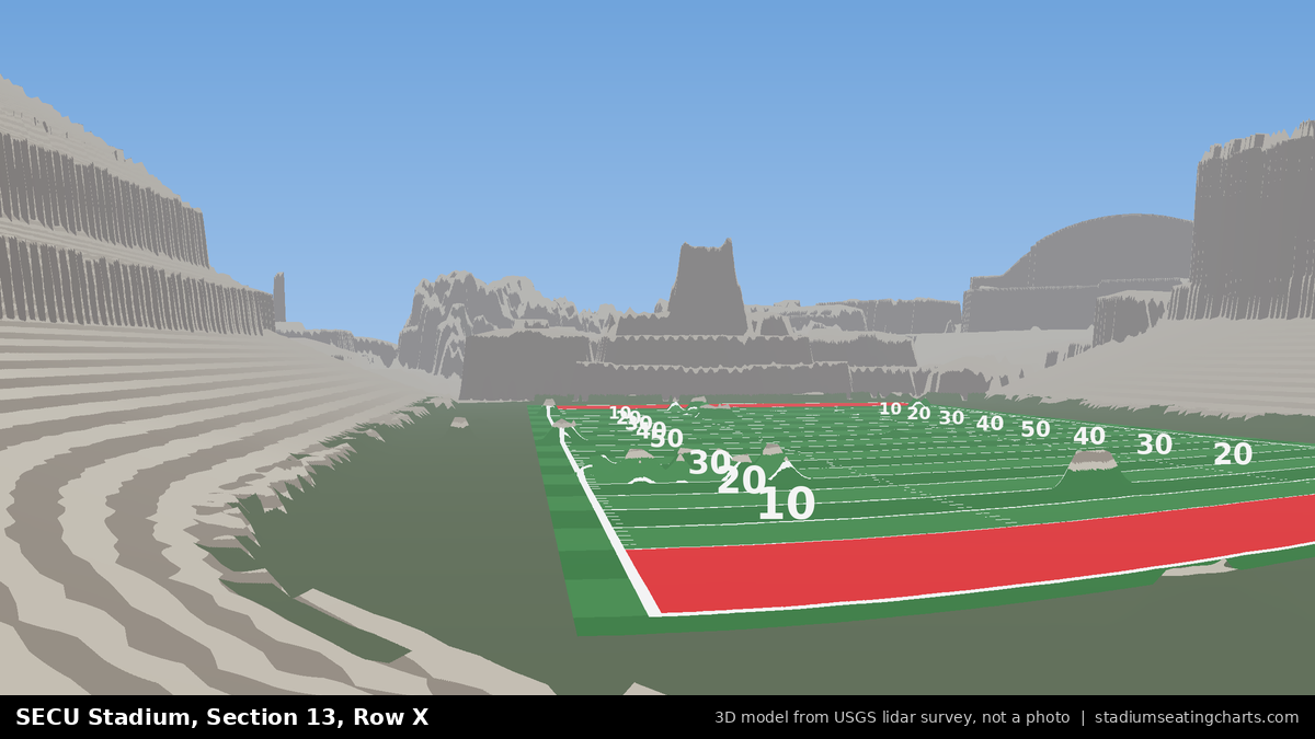 View from SECU Stadium Section 13, Row X, looking toward the field