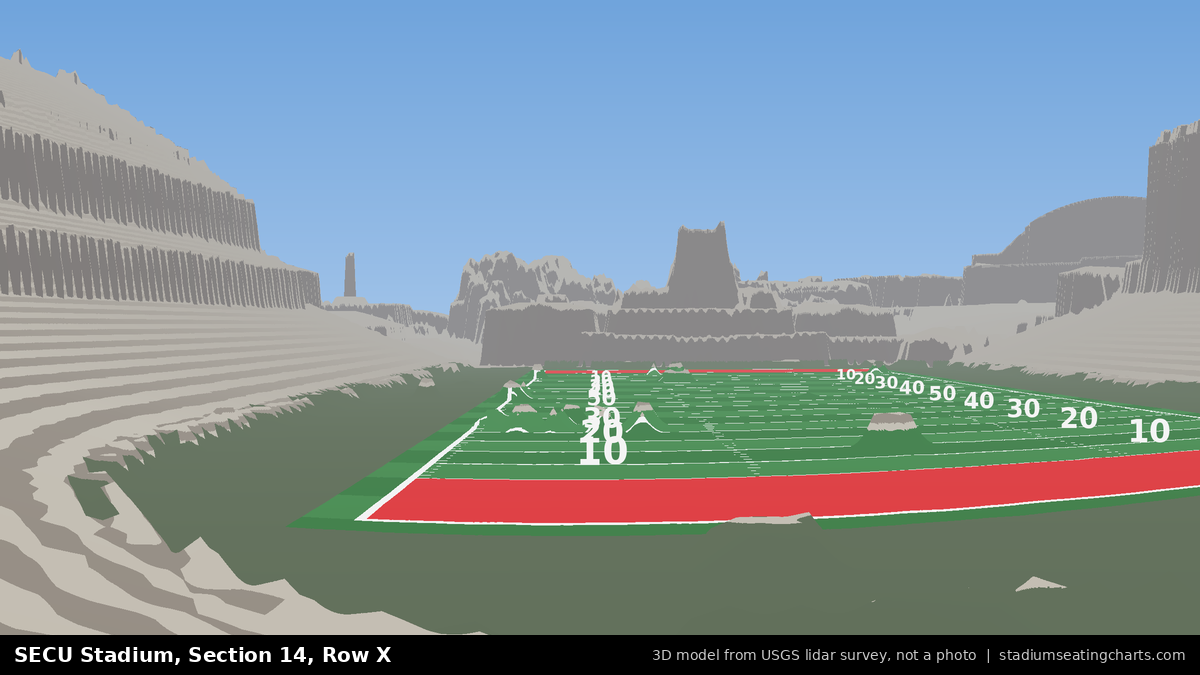 View from SECU Stadium Section 14, Row X, looking toward the field