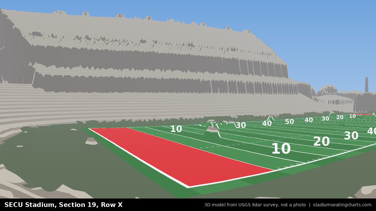 View from SECU Stadium Section 19, Row X, looking toward the field