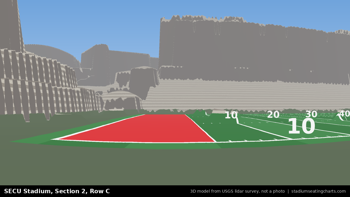 View from SECU Stadium Section 2, Row C, looking toward the field