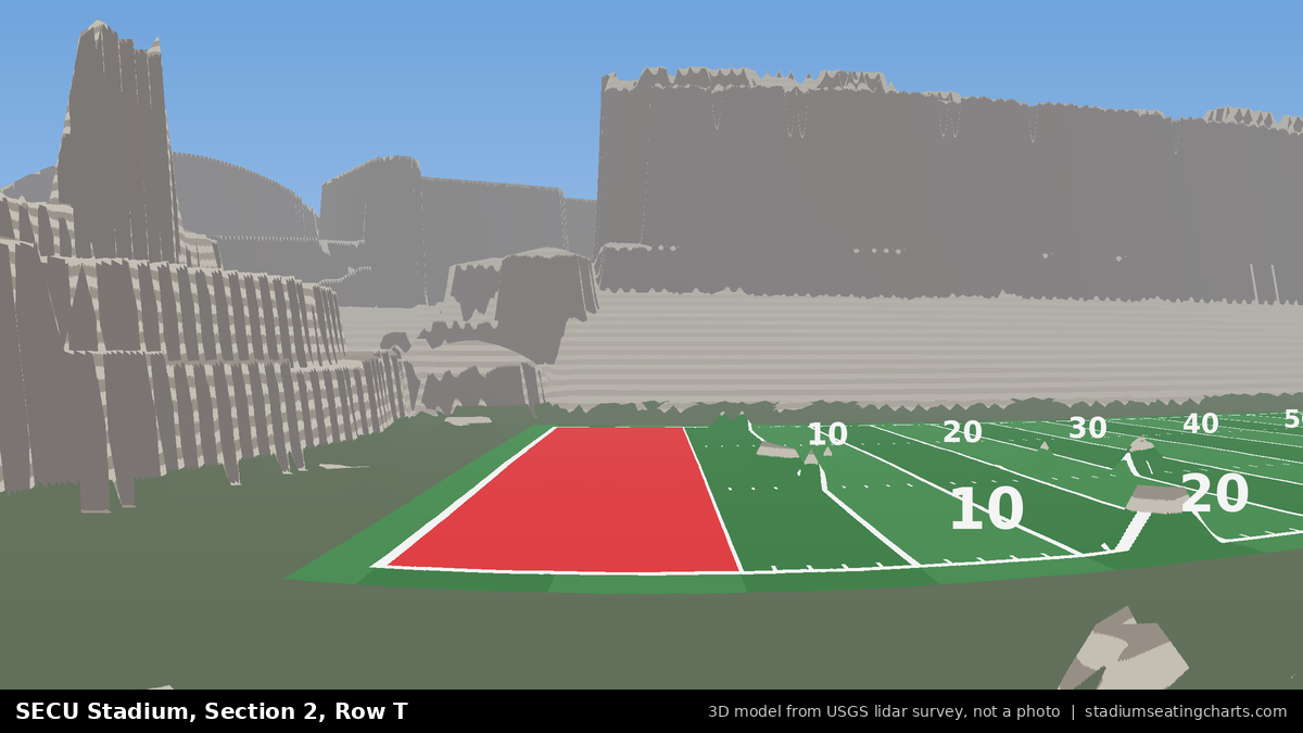 View from SECU Stadium Section 2, Row T, looking toward the field