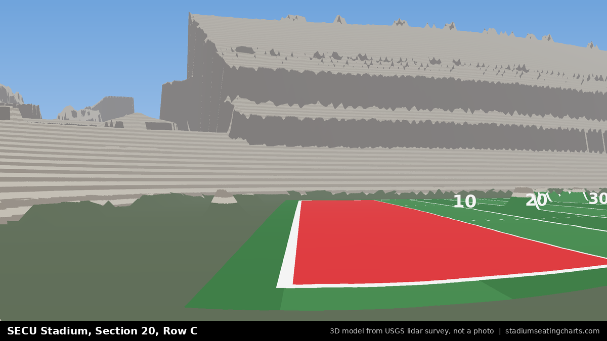 View from SECU Stadium Section 20, Row C, looking toward the field