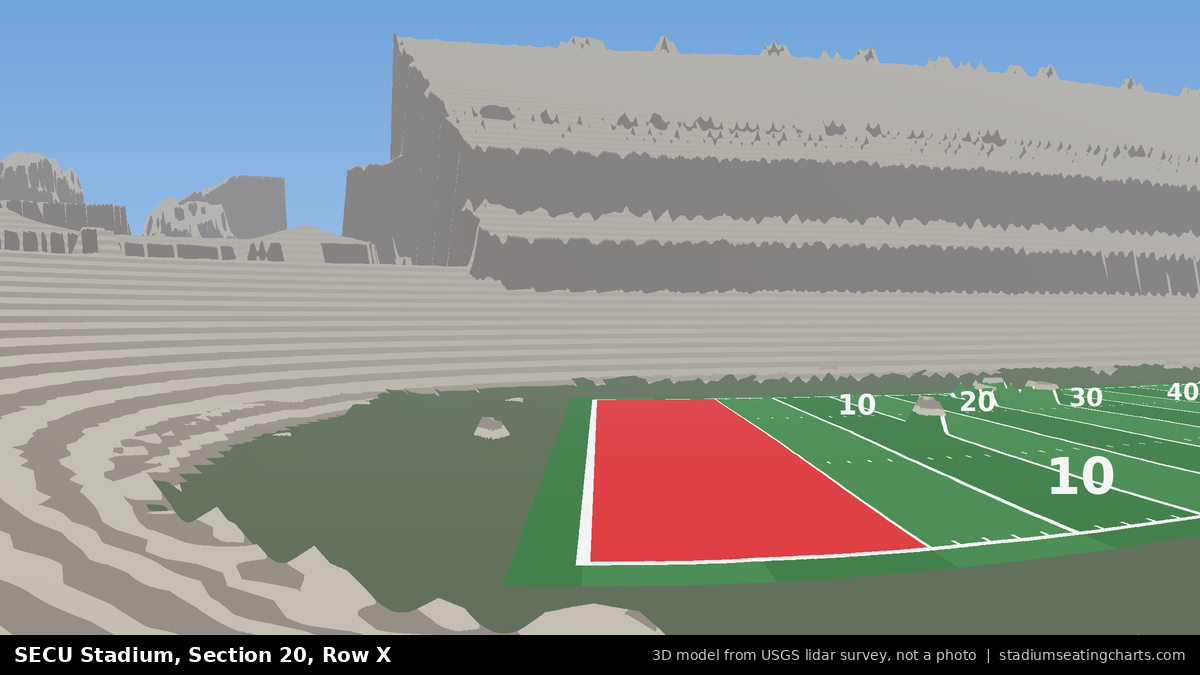 View from SECU Stadium Section 20, Row X, looking toward the field