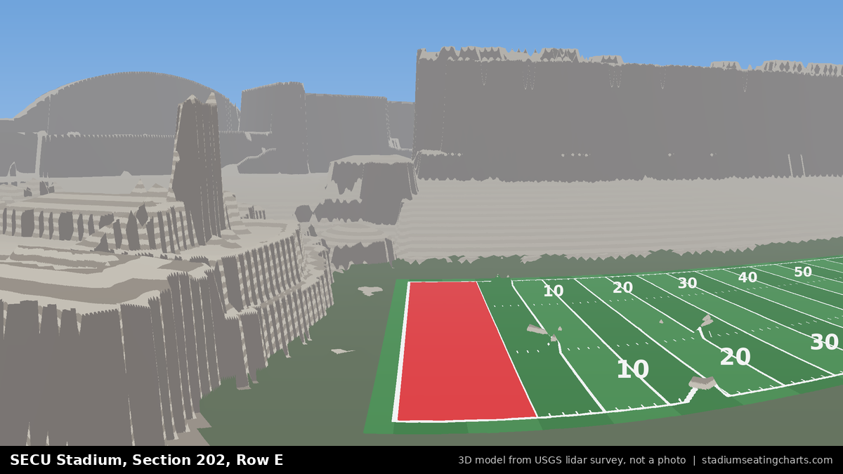 View from SECU Stadium Section 202, Row E, looking toward the field