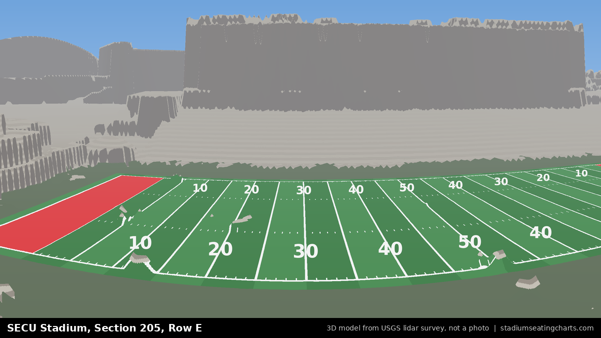 View from SECU Stadium Section 205, Row E, looking toward the field