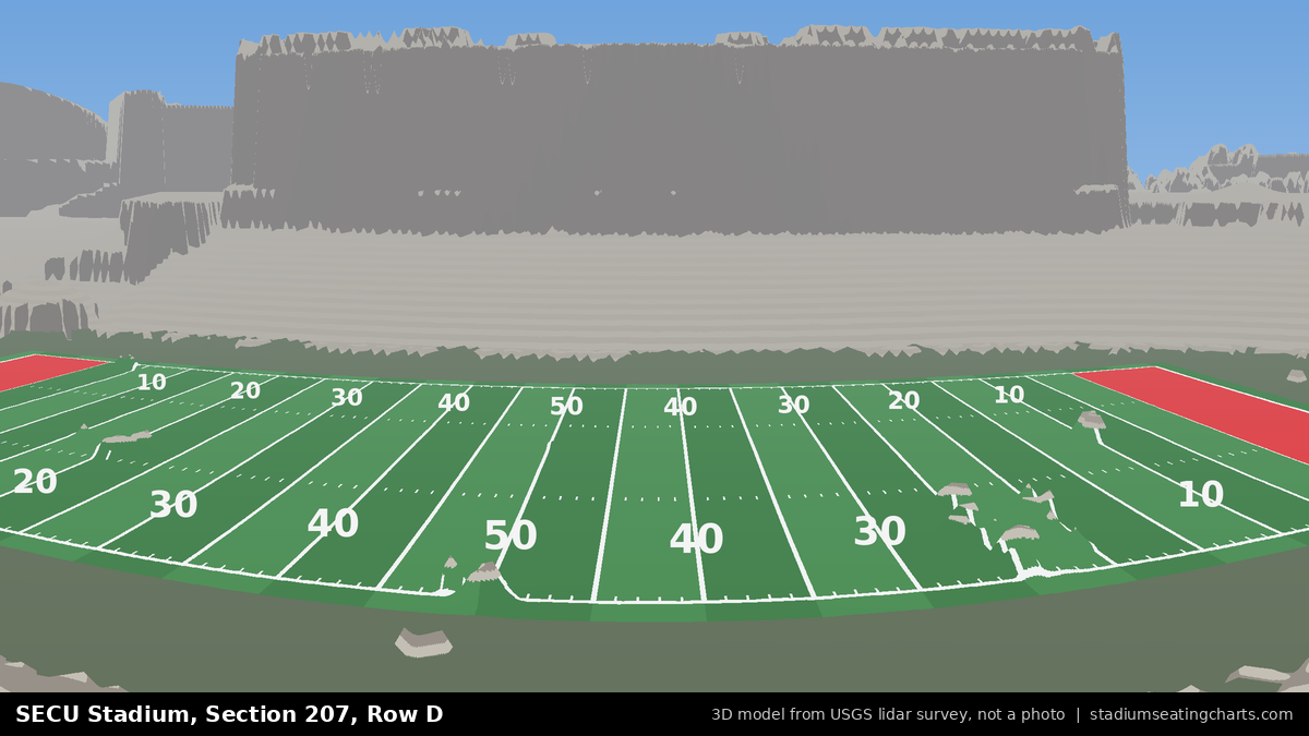 View from SECU Stadium Section 207, Row D, looking toward the field
