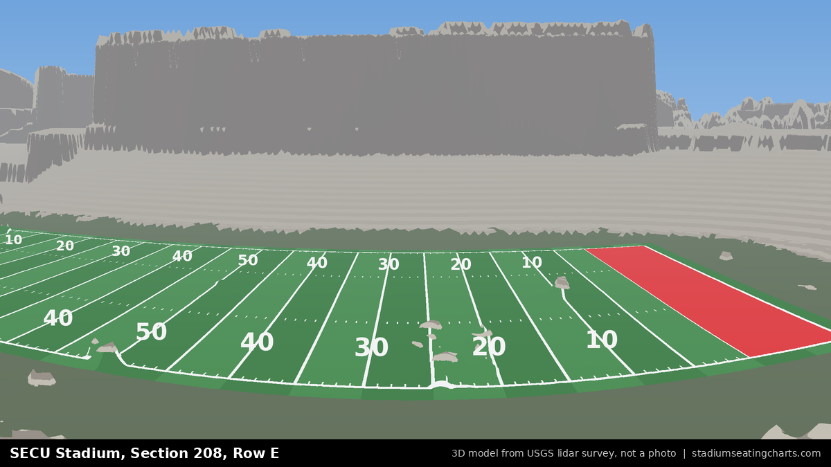 View from SECU Stadium Section 208, Row E, looking toward the field