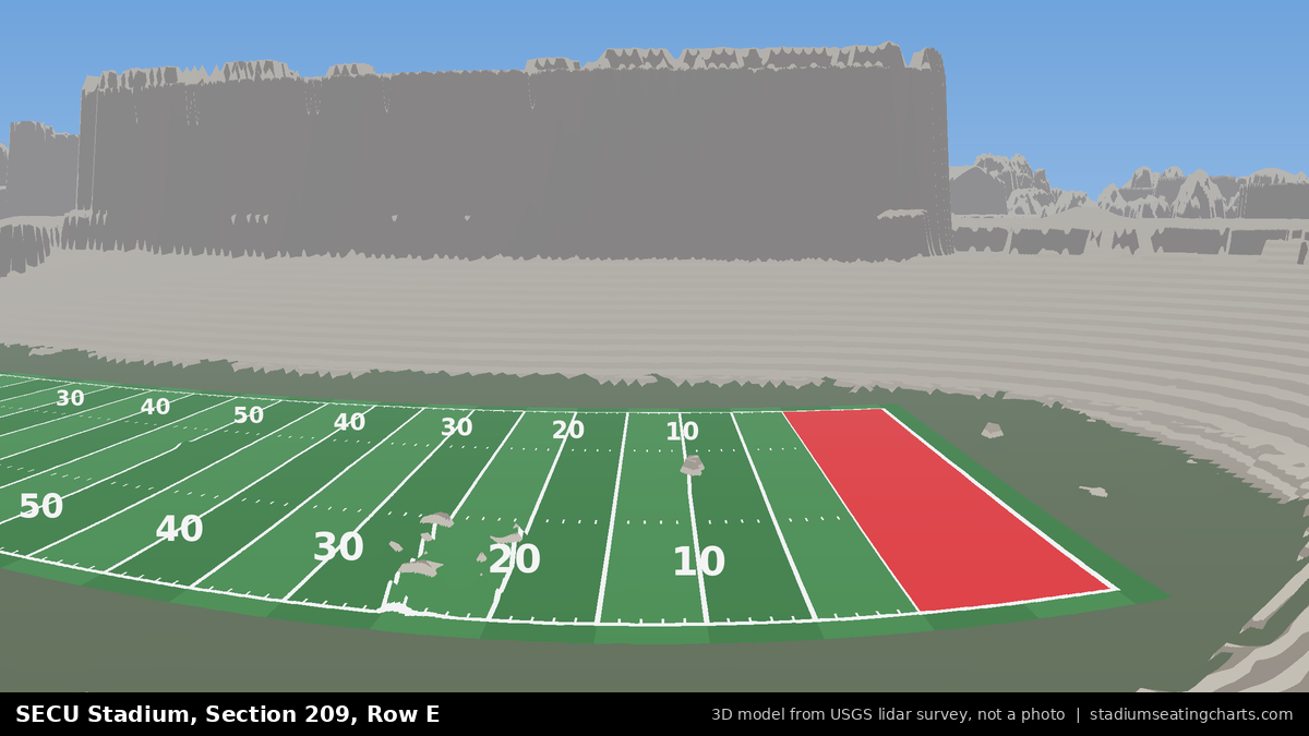 View from SECU Stadium Section 209, Row E, looking toward the field