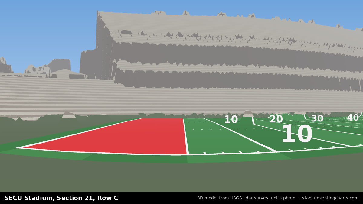 View from SECU Stadium Section 21, Row C, looking toward the field