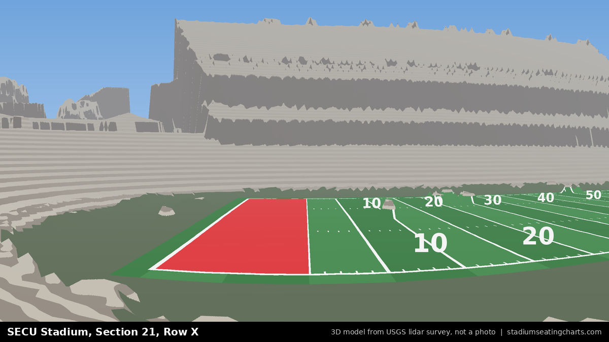 View from SECU Stadium Section 21, Row X, looking toward the field