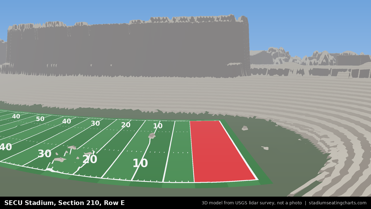 View from SECU Stadium Section 210, Row E, looking toward the field