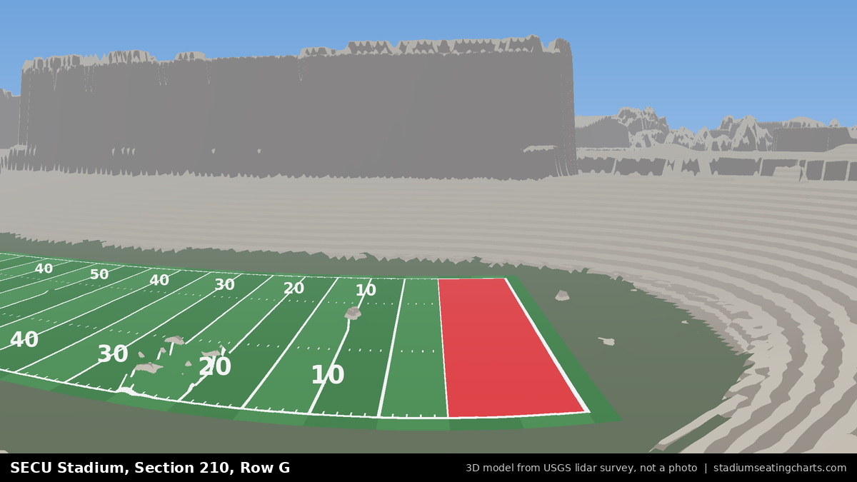 View from SECU Stadium Section 210, Row G, looking toward the field