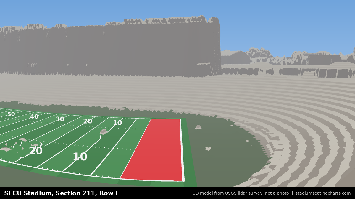 View from SECU Stadium Section 211, Row E, looking toward the field
