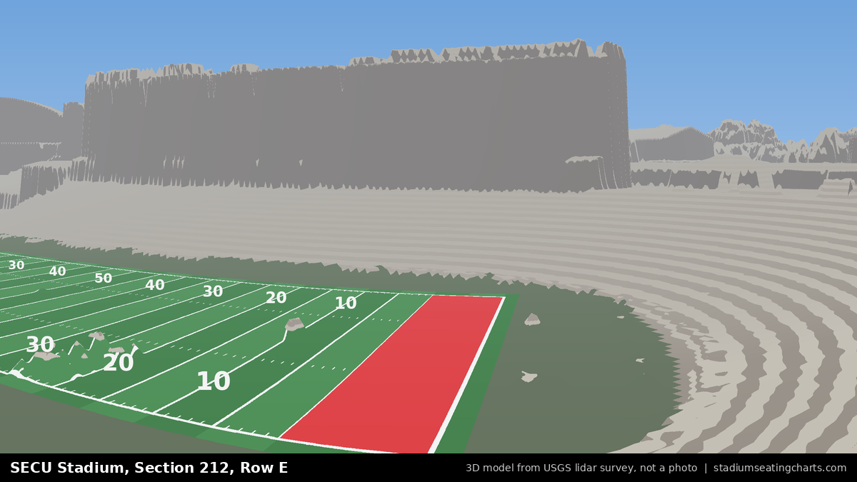 View from SECU Stadium Section 212, Row E, looking toward the field