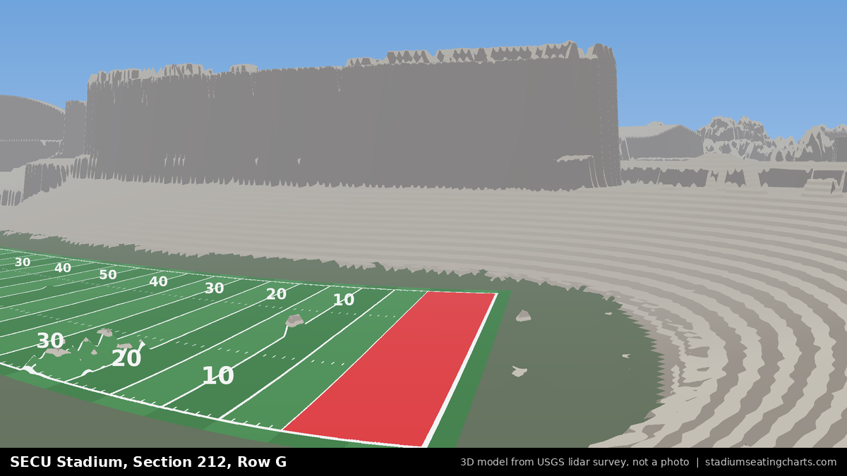 View from SECU Stadium Section 212, Row G, looking toward the field