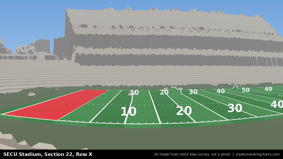 View from SECU Stadium Section 22, Row X, looking toward the field