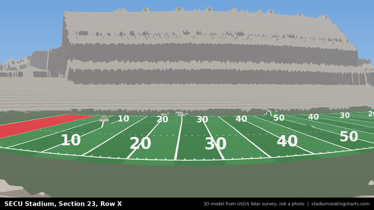 View from SECU Stadium Section 23, Row X, looking toward the field