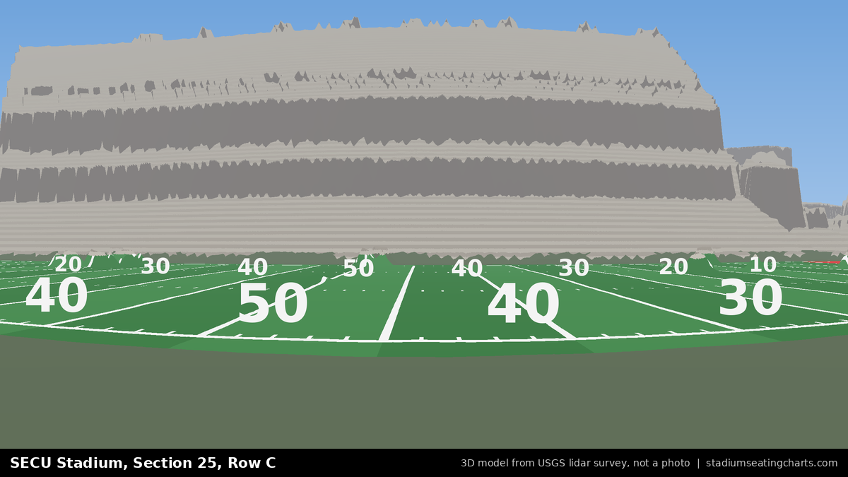 View from SECU Stadium Section 25, Row C, looking toward the field