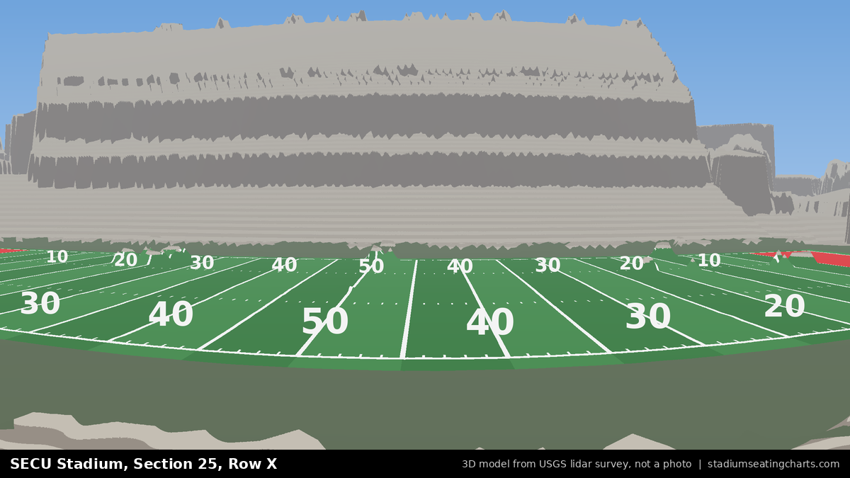 View from SECU Stadium Section 25, Row X, looking toward the field