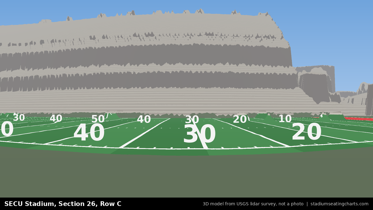 View from SECU Stadium Section 26, Row C, looking toward the field