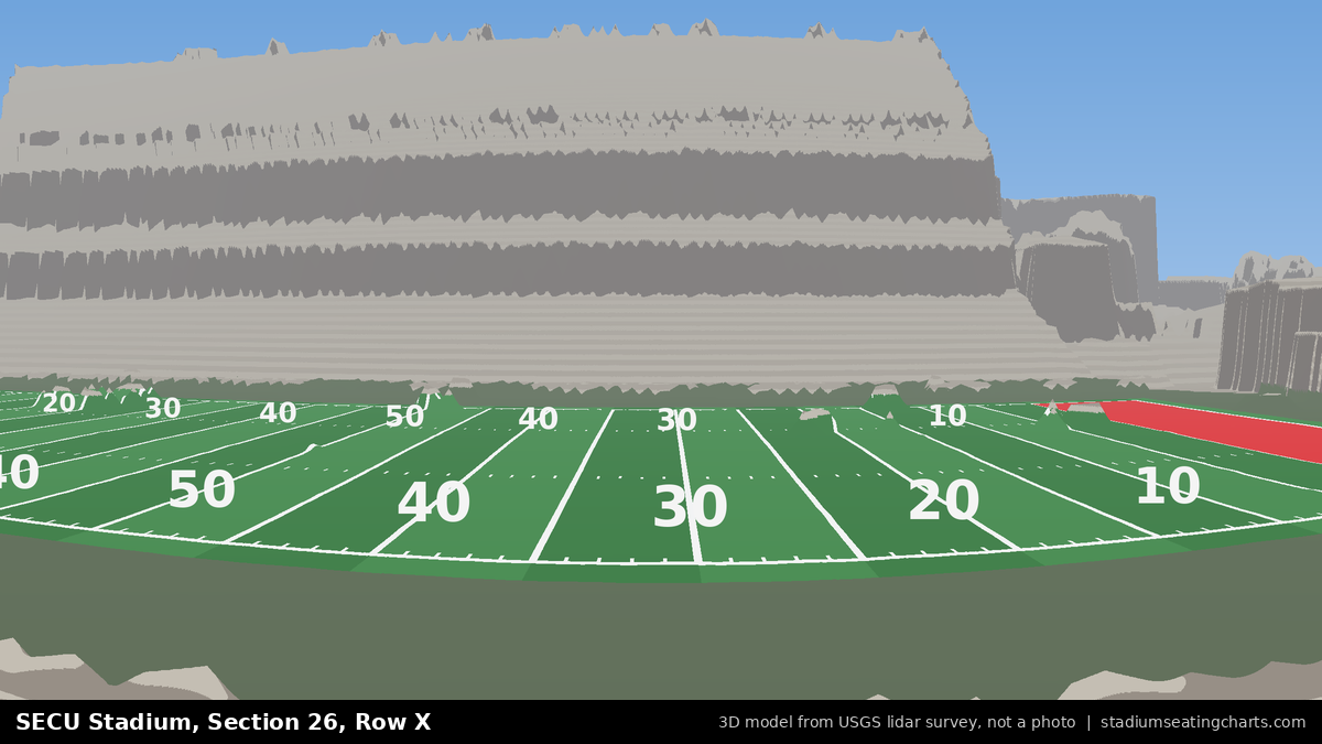 View from SECU Stadium Section 26, Row X, looking toward the field