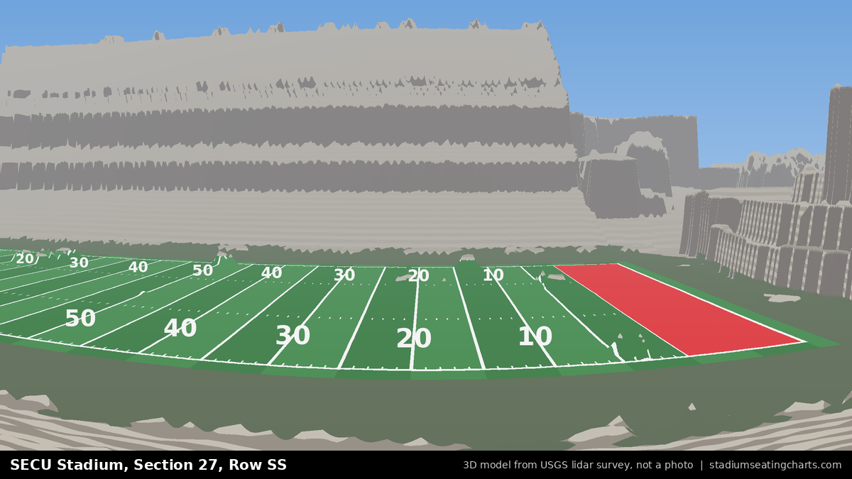 View from SECU Stadium Section 27, Row SS, looking toward the field