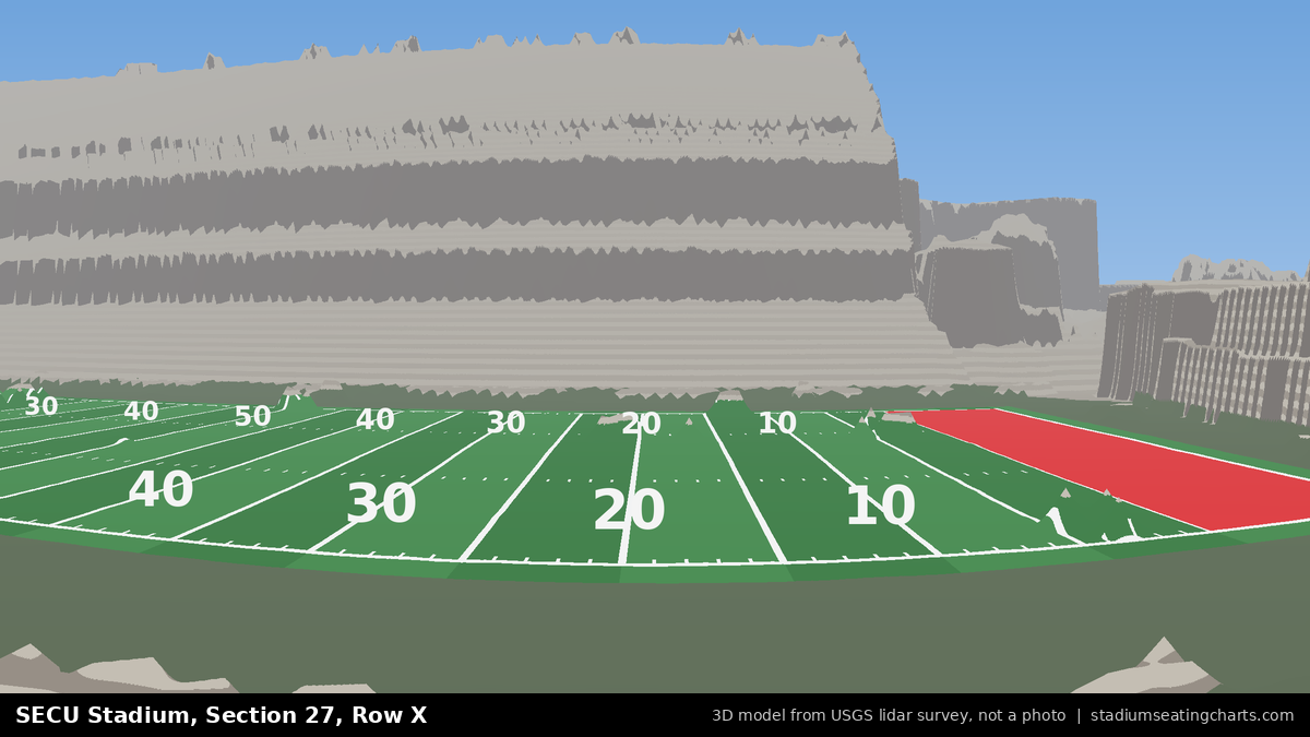 View from SECU Stadium Section 27, Row X, looking toward the field