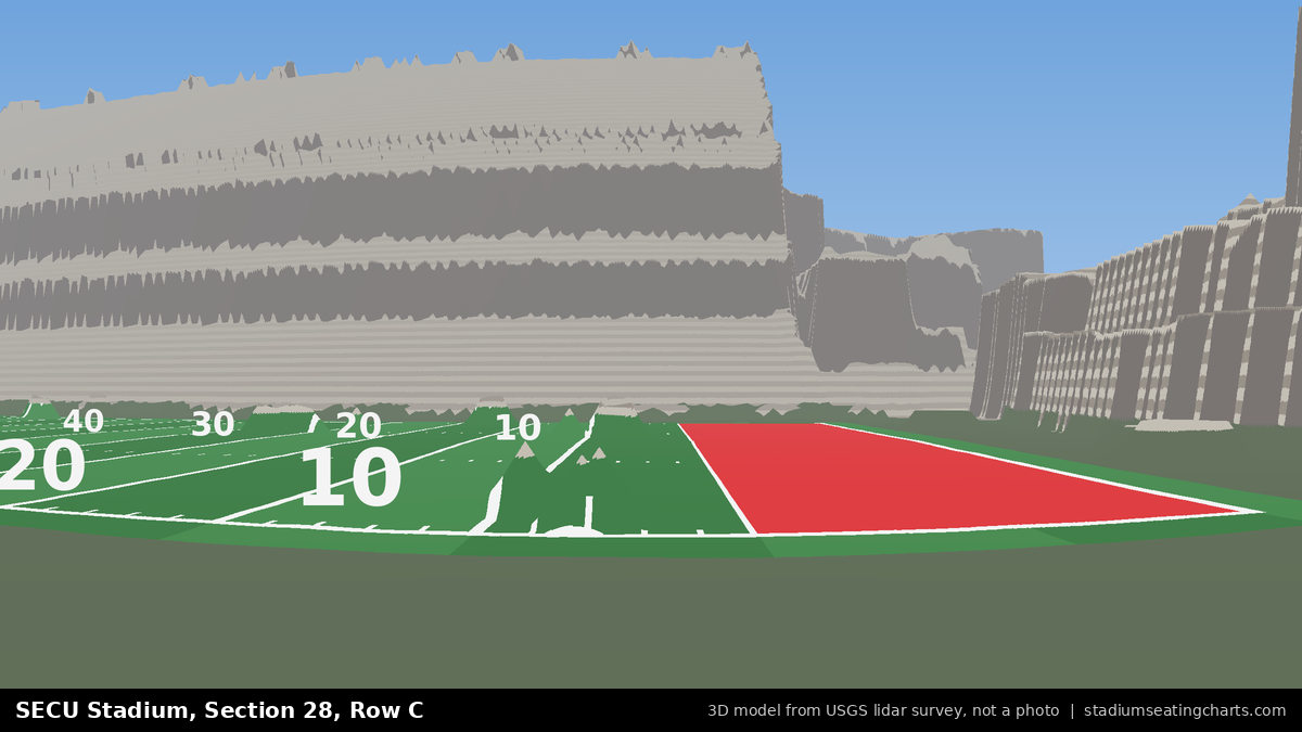 View from SECU Stadium Section 28, Row C, looking toward the field