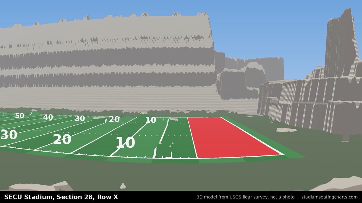 View from SECU Stadium Section 28, Row X, looking toward the field