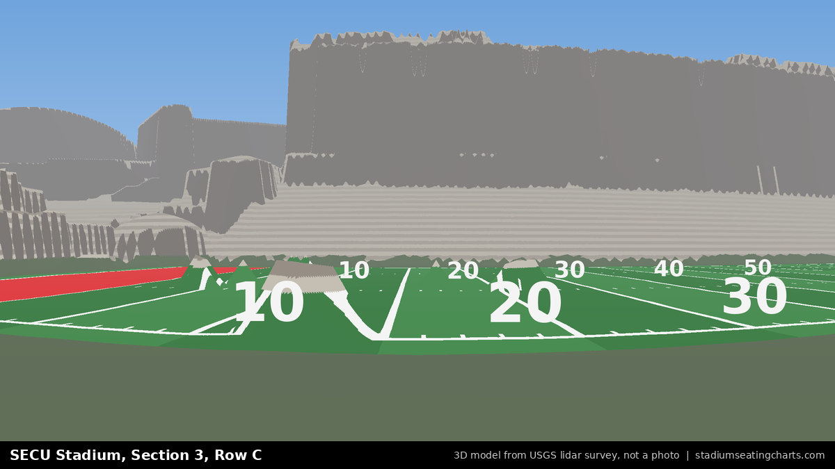 View from SECU Stadium Section 3, Row C, looking toward the field
