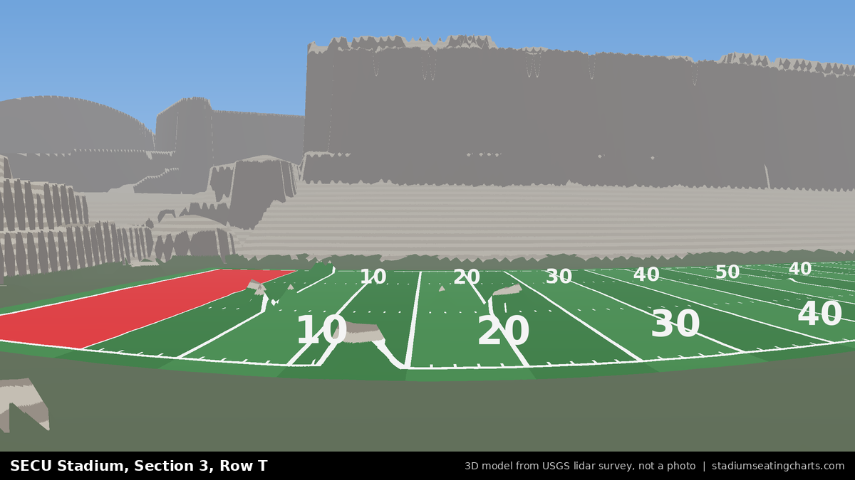 View from SECU Stadium Section 3, Row T, looking toward the field