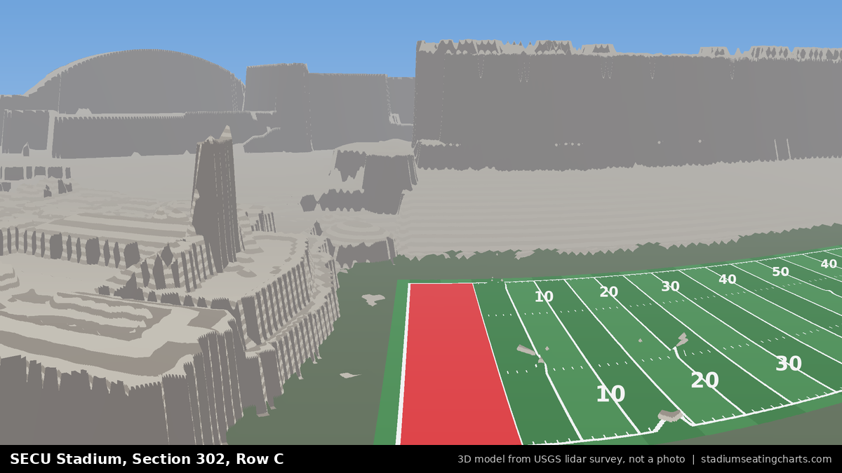 View from SECU Stadium Section 302, Row C, looking toward the field