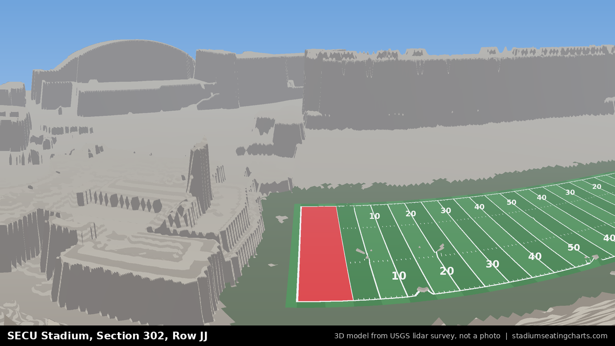 View from SECU Stadium Section 302, Row JJ, looking toward the field