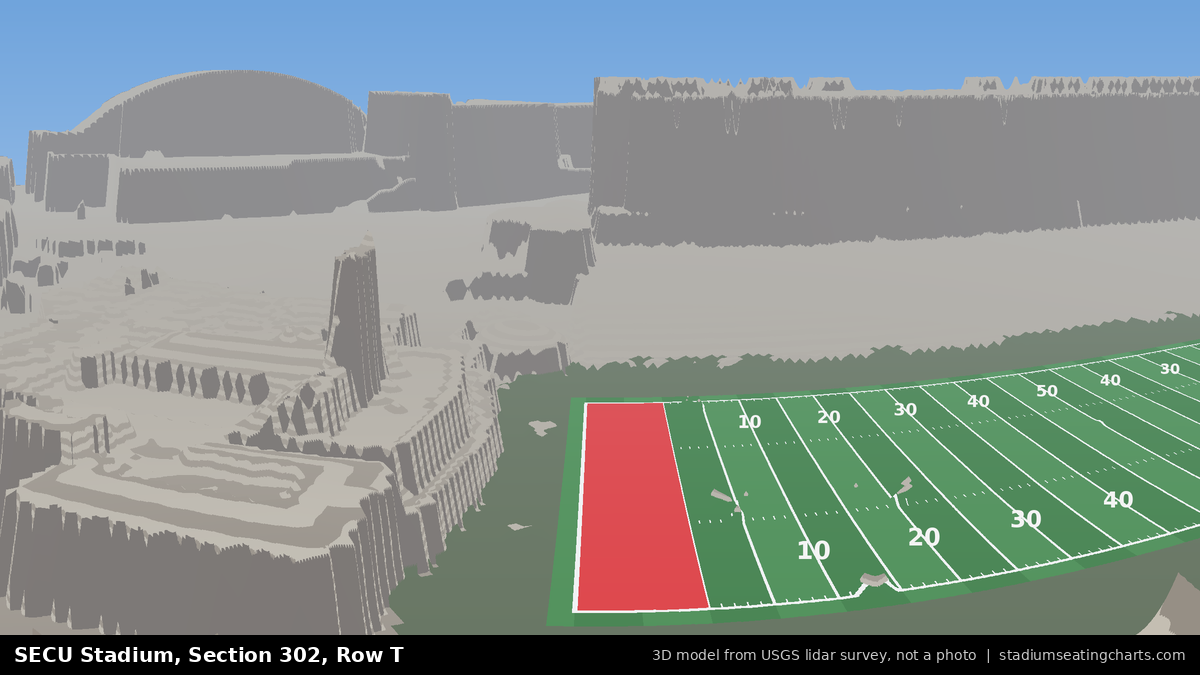 View from SECU Stadium Section 302, Row T, looking toward the field