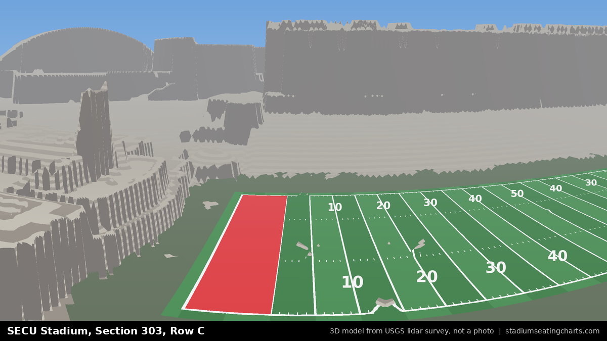 View from SECU Stadium Section 303, Row C, looking toward the field