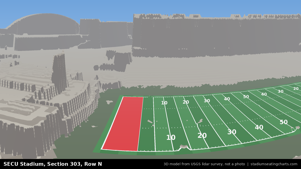 View from SECU Stadium Section 303, Row N, looking toward the field