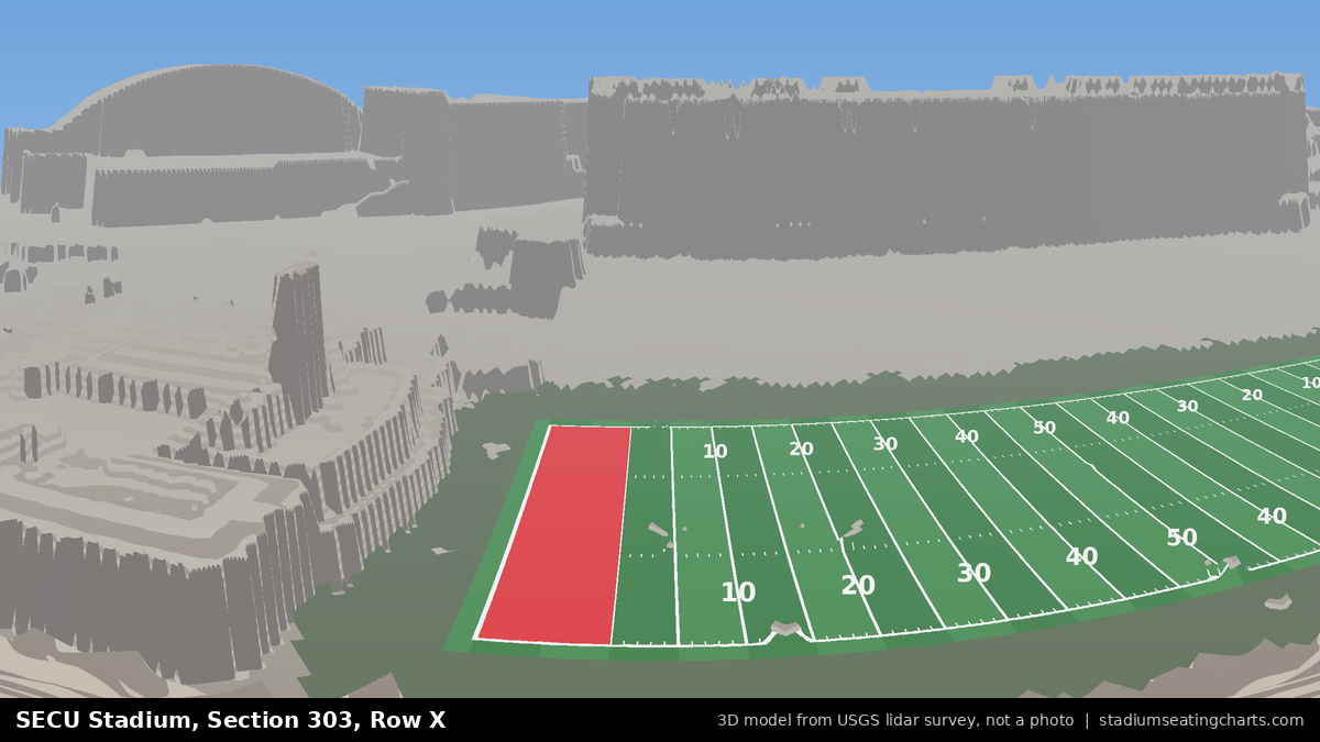 View from SECU Stadium Section 303, Row X, looking toward the field