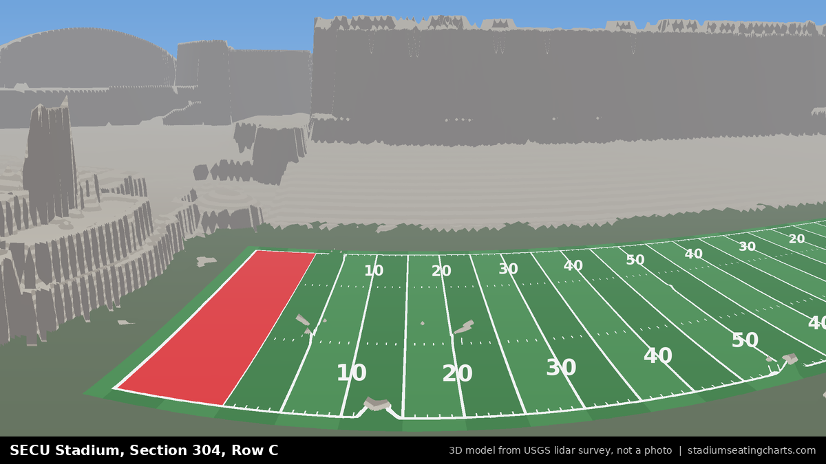View from SECU Stadium Section 304, Row C, looking toward the field
