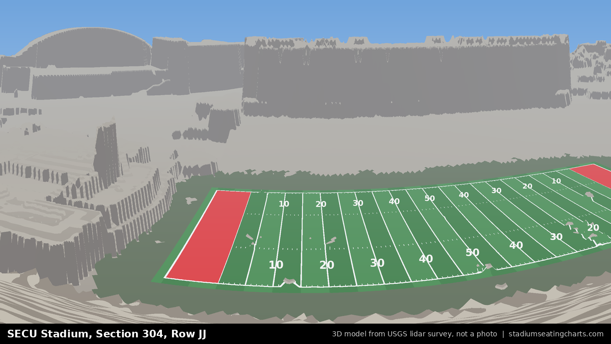 View from SECU Stadium Section 304, Row JJ, looking toward the field